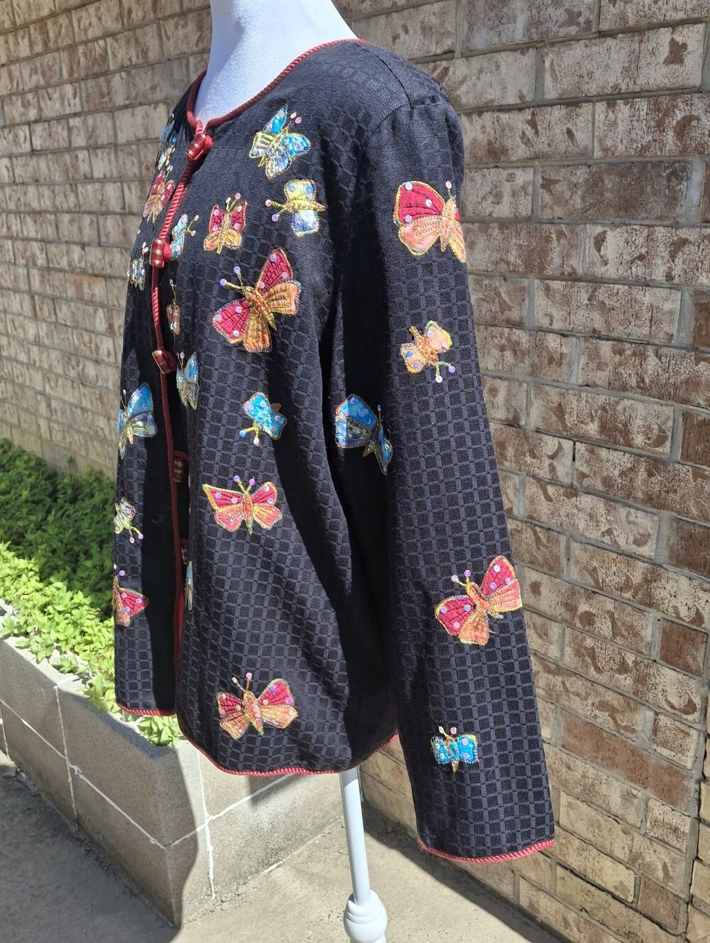 Indigo Moon Butterflies Appliques Sequin Jacket Women Size Medium - Picture 6 of 16